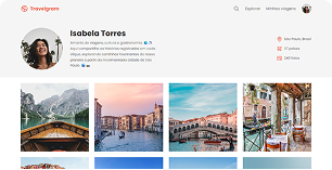 Tela incial do projeto Travelgram